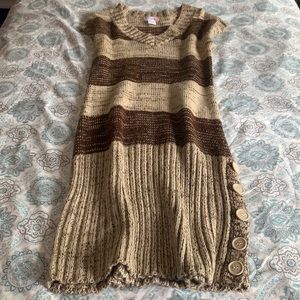 Woman Light brown, dark brown stripes dress